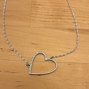 Lucky Brand Women's Pave Open Heart Pendant Necklace